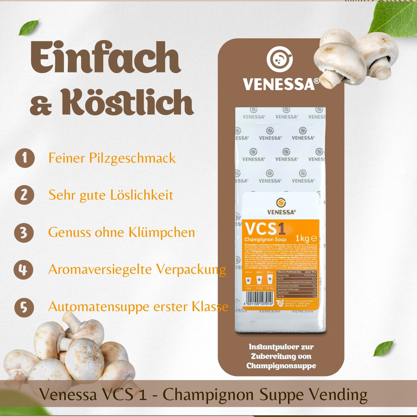 VENESSA Champignon Soup VCS1 (10 x 1kg)