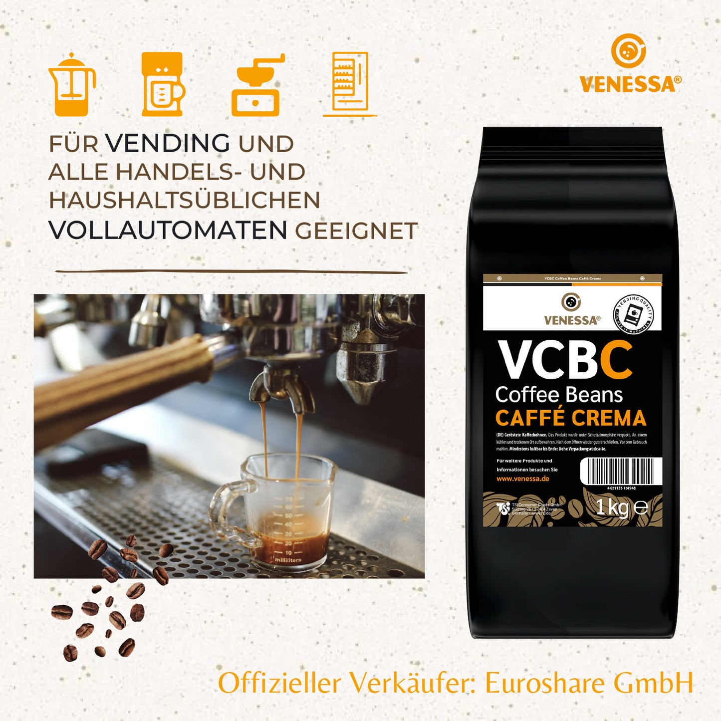 VENESSA Caffè Crema VCBC (8 x 1kg)