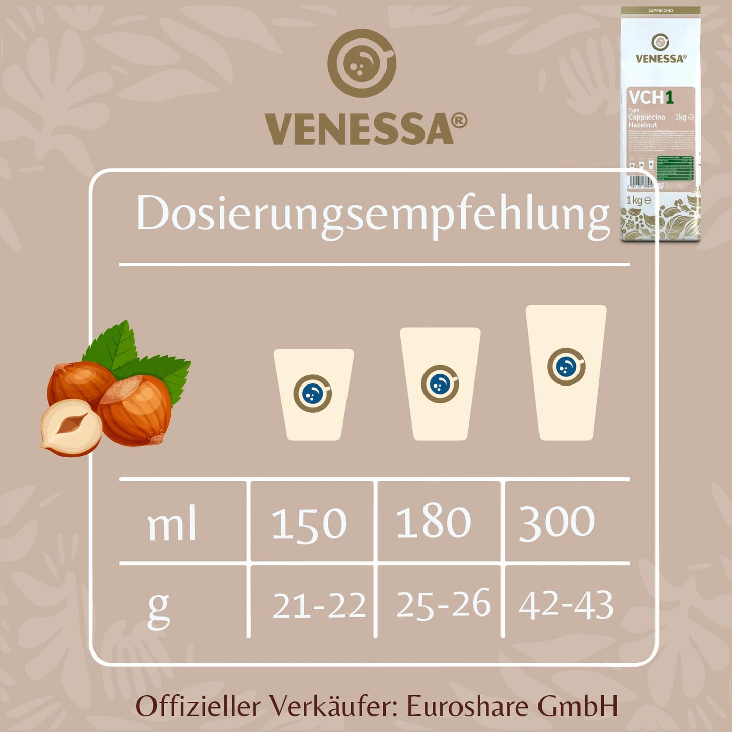 VENESSA Cappuccino Hazelnut VCH1 (10 x 1kg)