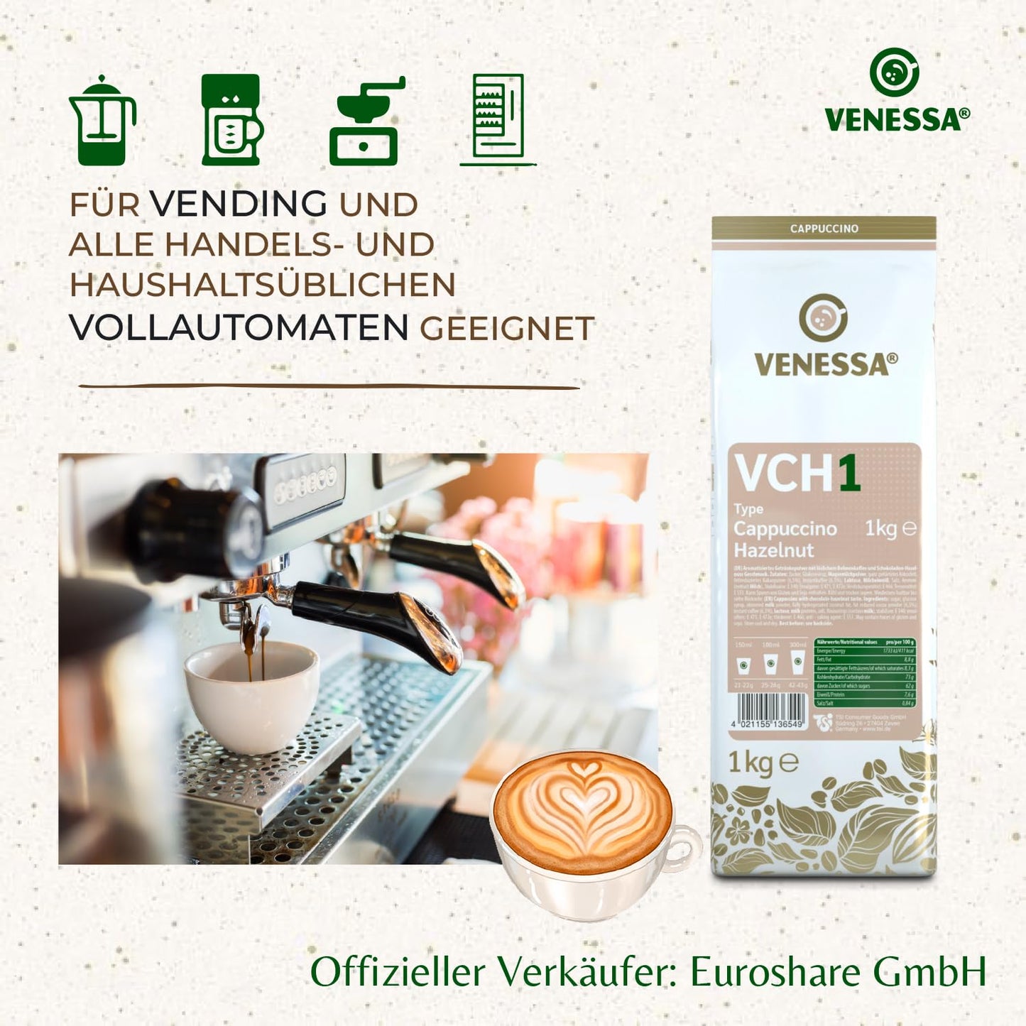 VENESSA Cappuccino Hazelnut VCH1 (10 x 1kg)