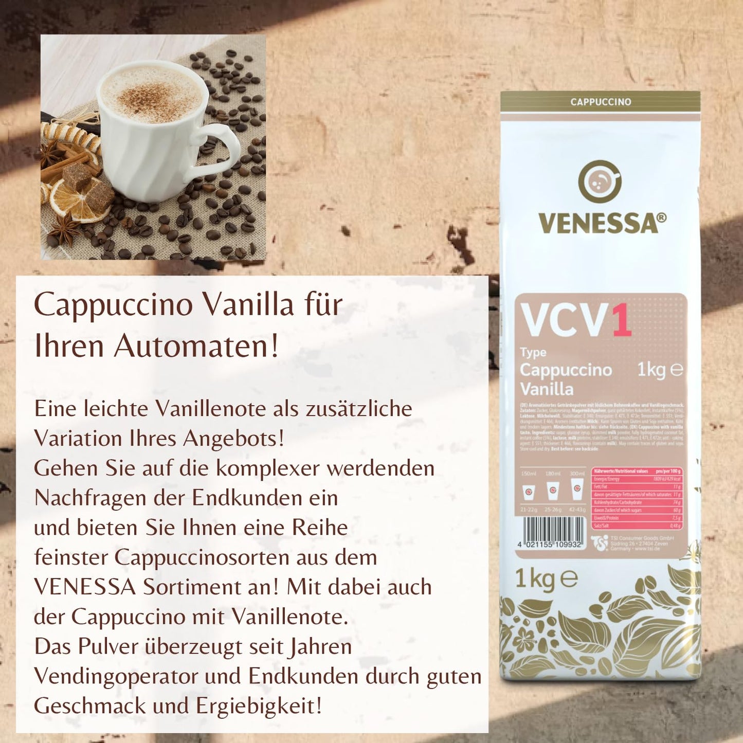 VENESSA Cappuccino Vanilla VCV1 (10 x 1kg)